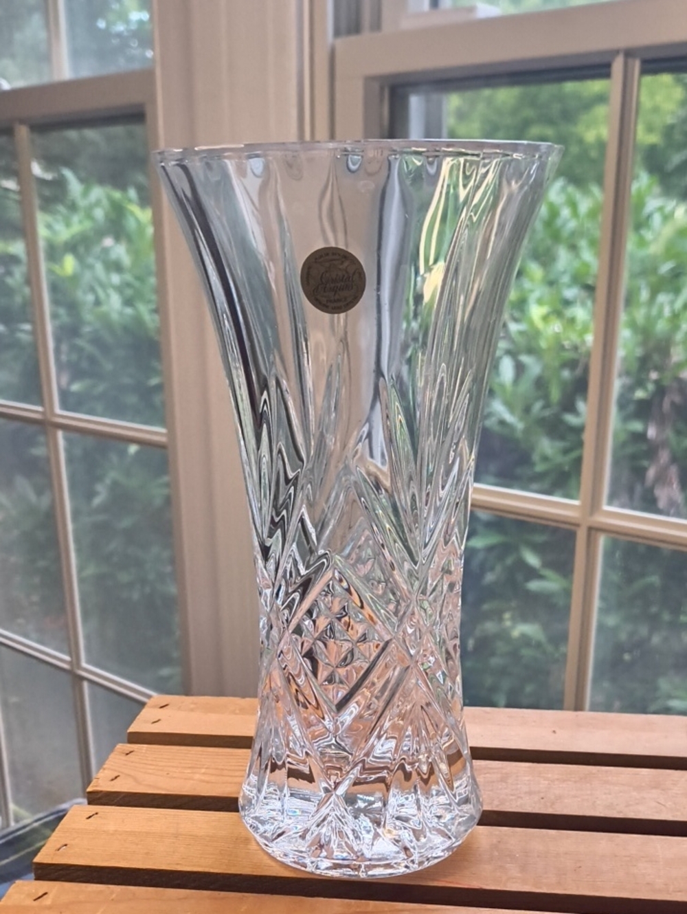 Clear Cut-Pattern Glass Vase - Cristal D'Arques